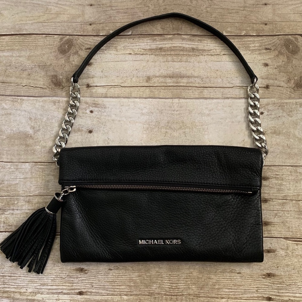 Authentic Michael Kors black leather clutch